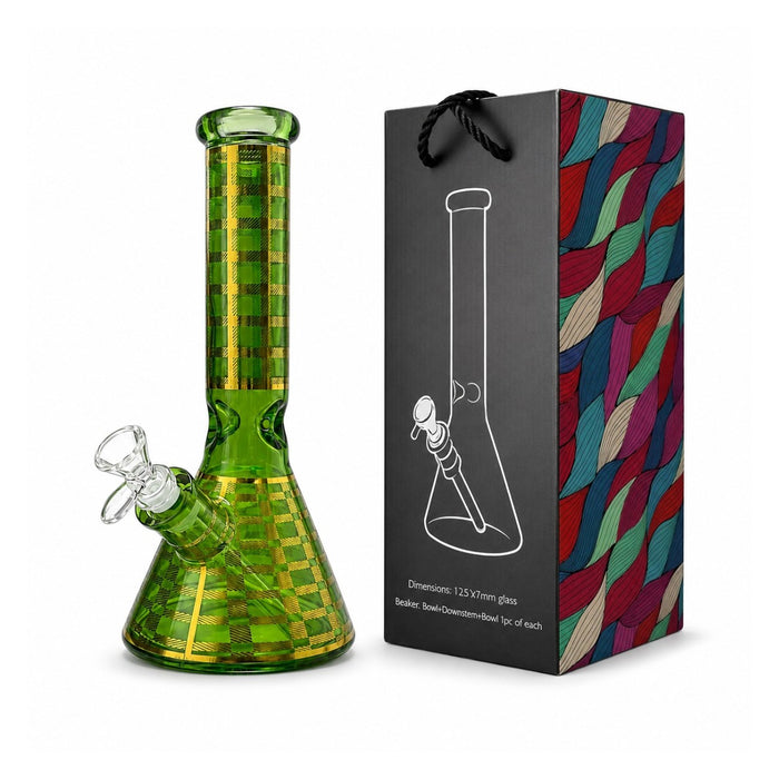 12.5" Plaid Beaker Bong with Gift Box Glass Bong Super Supplys Inc
