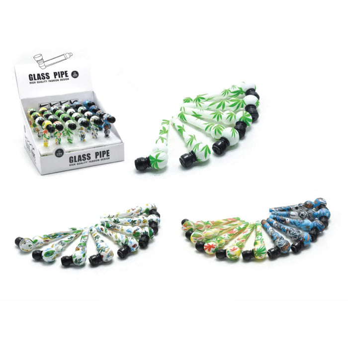 Glass pipe with Cap Leafy Pattern (MST3006) Glass Pipe The MST