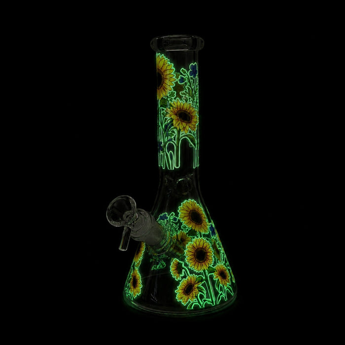 10" Glow-in-the-Dark Floral Beaker Bong Glass Bong Super Supplys Inc