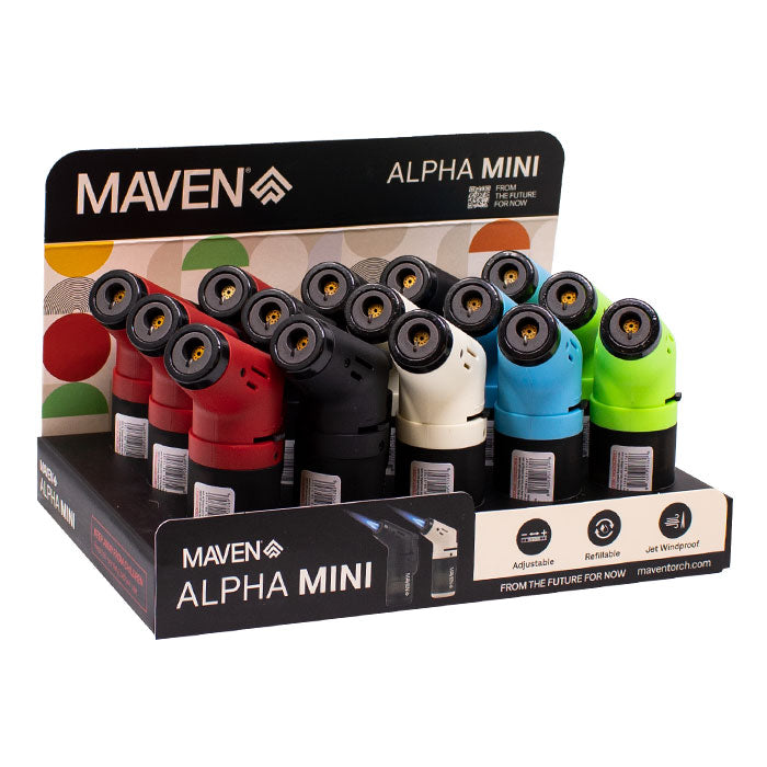 Maven | Alpha Mini Torch Lighters Display of 15