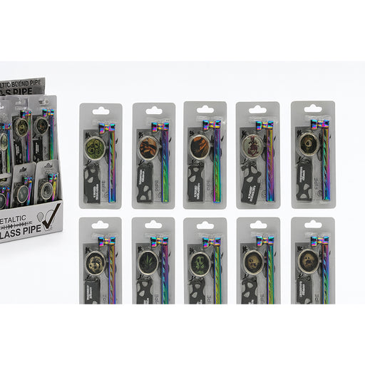 MST4052 - Rainbow finish Pipe with Cap & with Metal Grinder - 12/Display Metal Pipe The MST