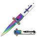 14724 - 4.75" Rainbow titanium Folding Knife – Blue Acrylic Handle Folding Knife The MST