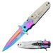 Defender-Xtreme 8.5" White Acrylic Handle Rainbow Bolster & Blade Folding Knife (14207) Folding Knife The MST