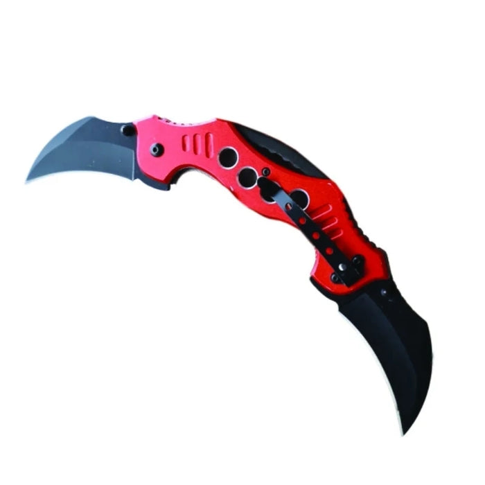 DP8109-RD - 8.7" Red Dual Blade Bat Folding Knife with Belt Folding Knife The MST