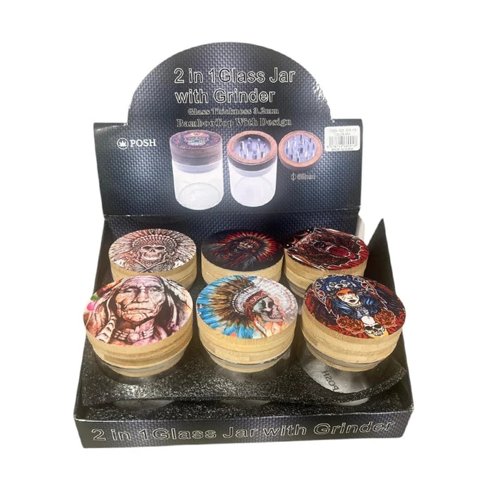 GR-08 - POSH 2-in-1 Glass Herb Jar with Grinder - 6/Display Display Pack The MST