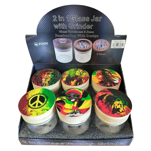 GR-01 - Grinders Reggae & Rasta Art Bamboo Lid Series- 6/Display Display Pack The MST