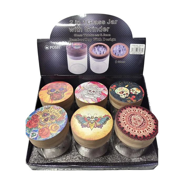 GR-03 - Grinders Sugar Skull Bamboo Lid Collection - 6/Display Display Pack The MST