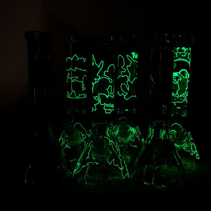 14" PK Cartoon Glow In The Dark 9mm Glass Bong [PIP863] Glass Bong NIBO Distribution