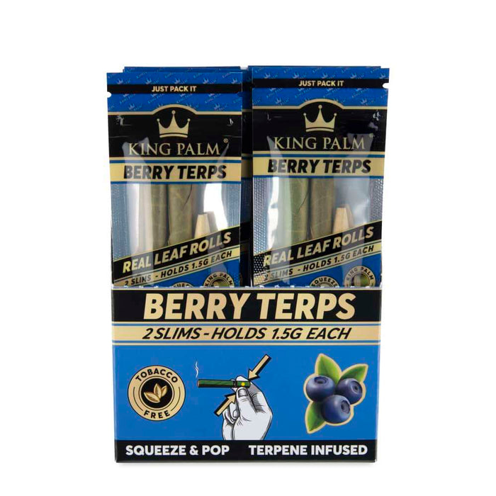 King Palm | 2 slim Hand-Rolled with flavor tips Box of 15 ROLLING PAPER Cannatron Berry Terps