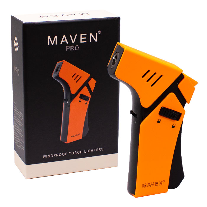 Maven Pro Windproof Torch Lighters - Single Torch Maple Craft Inc Orange