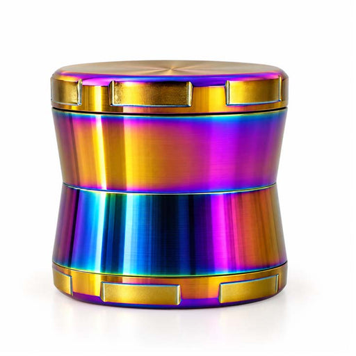 63mm Rainbow Electroplated 4-Part Metal Grinder – 6 PCS Display Display Pack Super Supplys Inc