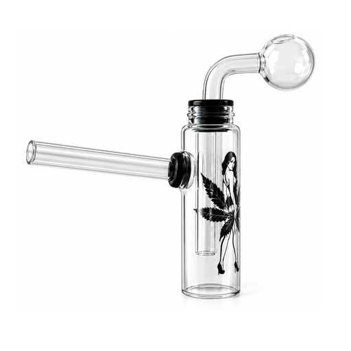 3.5" Glass Oil Burner Water Pipe with Cannabis Leaf Design – 22-Piece Jar Glass Rig Super Supplys Inc Default Title