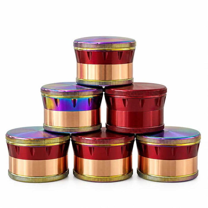 60mm Zinc Alloy 4-Piece Herb Grinder – 6PCS Display Display Pack Super Supplys Inc