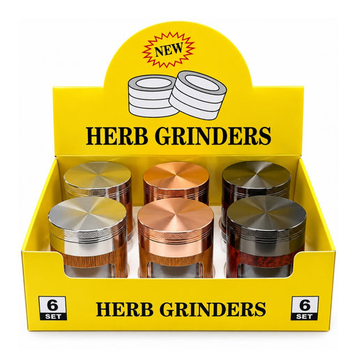 55mm 4-Piece Wood-Grain Wrap Metal Grinder Display Pack Super Supplys Inc Default Title