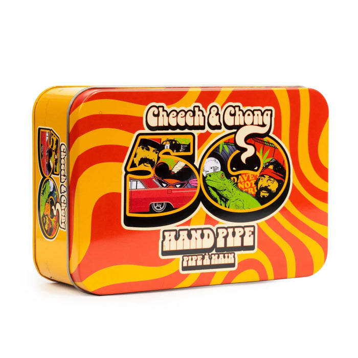 Cheech & Chong® Glass | 5" Clear Commemorative 50th Anniversary Sherlock in a Collectible Tin Glass Pipe West Coast Gifts