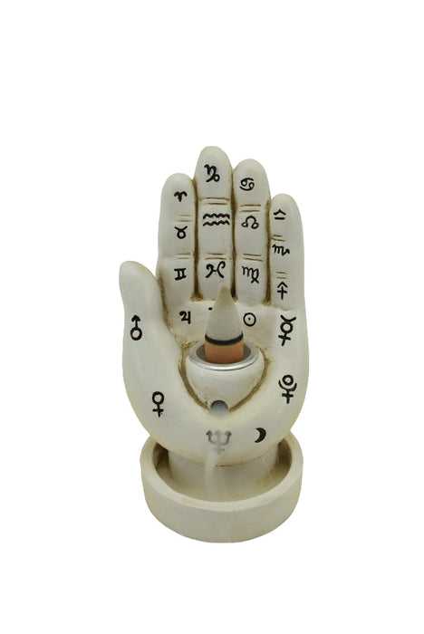Zenn | Backflow Incense Burner Incense Holder SunGlow White Hamsa Hand