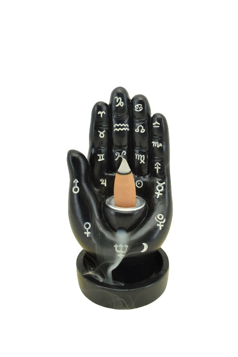 Zenn | Backflow Incense Burner Incense Holder SunGlow Black Hamsa Hand