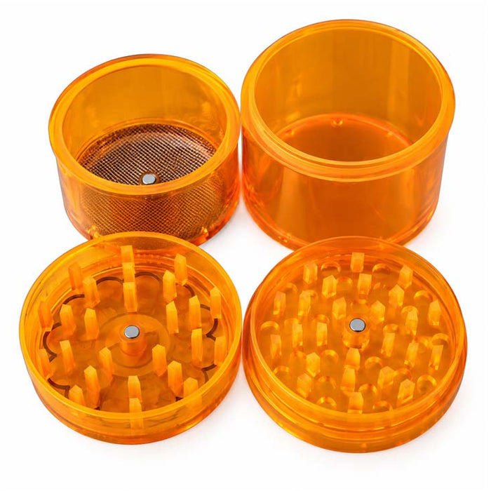 63mm Rainbow Flower 4-Part Plastic Grinder – 12 PCS Display Display Pack Super Supplys Inc