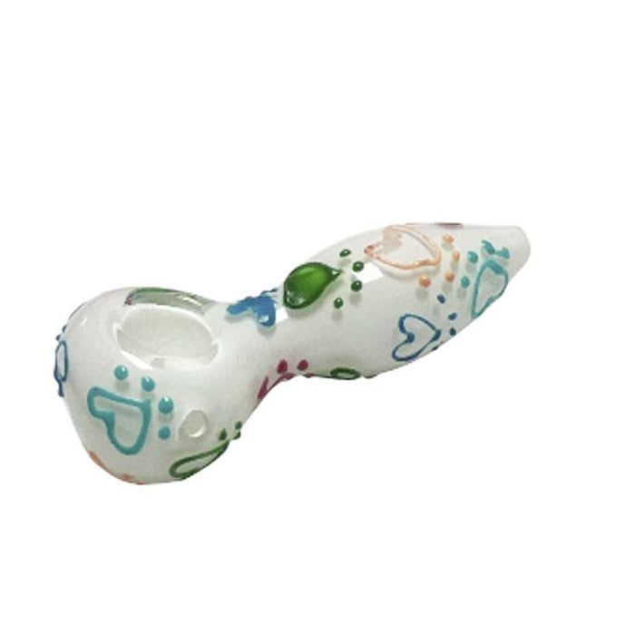 5" Colorful Heart Pattern Glass Hand Pipe Glass Pipe Super Supplys Inc