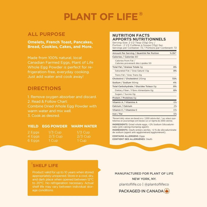 Plant of Life | Whole Egg Powder 2 lbs Supplement Neo Wholesale Co.