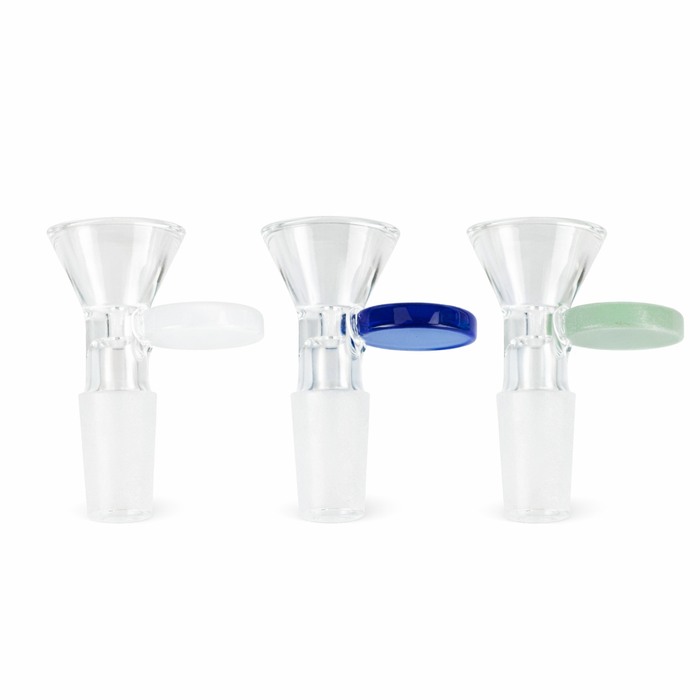 Glass Bowl with Milk Color Round Handle – 14mm (Pack of 3) Bowl · Popper 777 Smoke