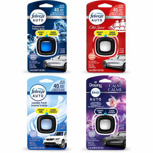 Febreze Auto Vent Clip Air Refresher 2mL Box of 8 Odour Eliminator Spray ONE