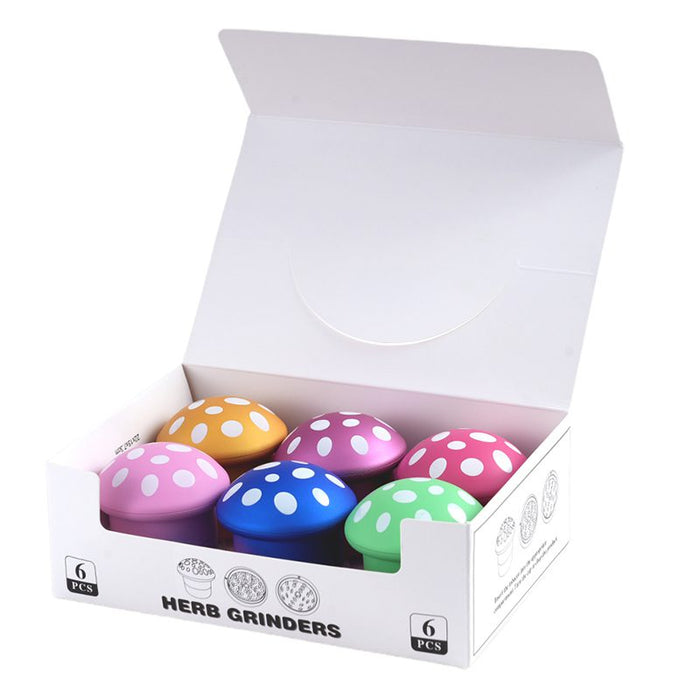 3 Parts 60mm Mushroom Plastic Grinder Box of 6 [SMJL-010] Display Pack Canadian Distributor