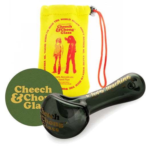 Cheech & Chong® Glass | 4.5" Smoke Love Machine Hand Pipe W/Ash Catcher Mouthpiece Glass West Coast Gifts