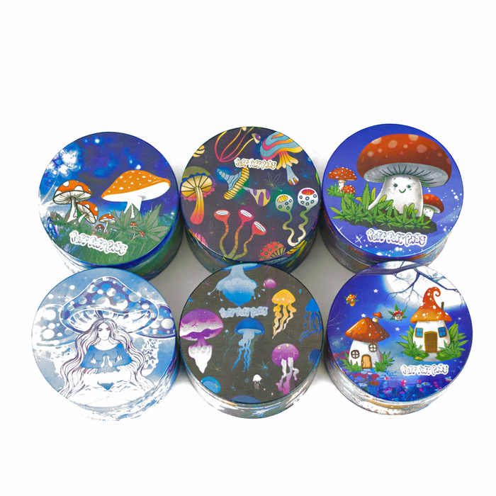 2.5" Mushroom Design Metal Grinder – 4 Layers (Box of 6)