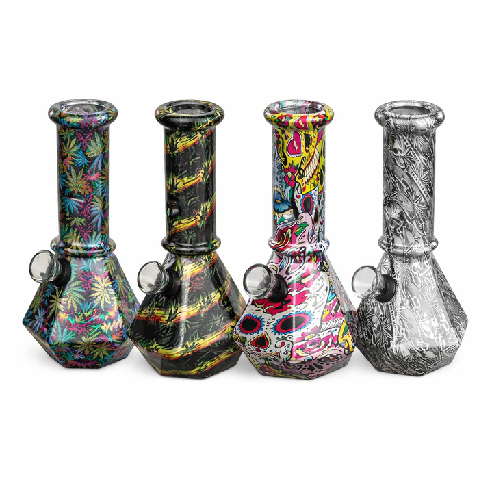 6″ Prism Hex Series Mini Glass Bong – Geometric Art Design [JBLMIN-09-5]