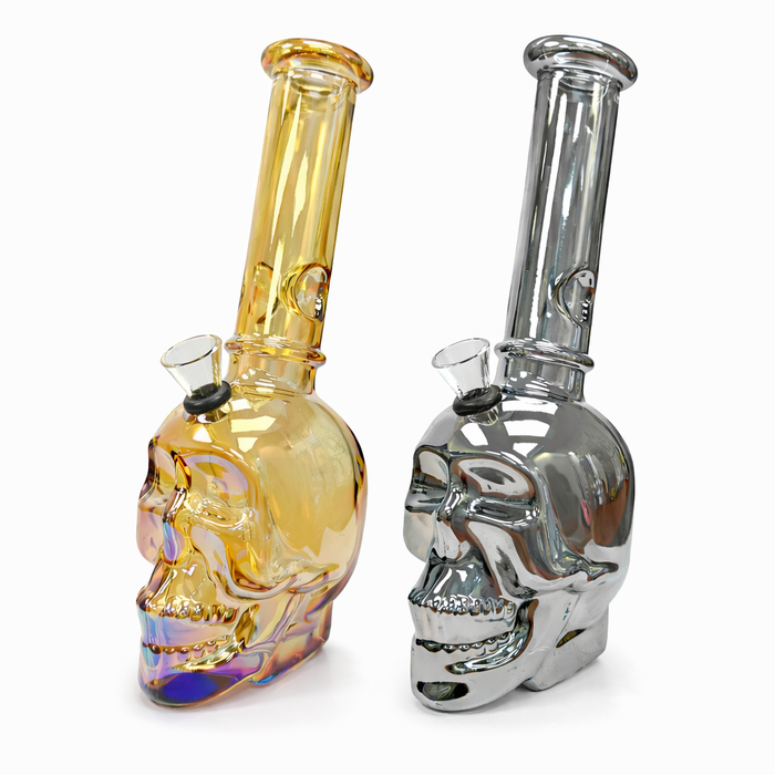 8″ Skull Glass Bong – Metallic Finish [GP2047] Glass Bong ONE