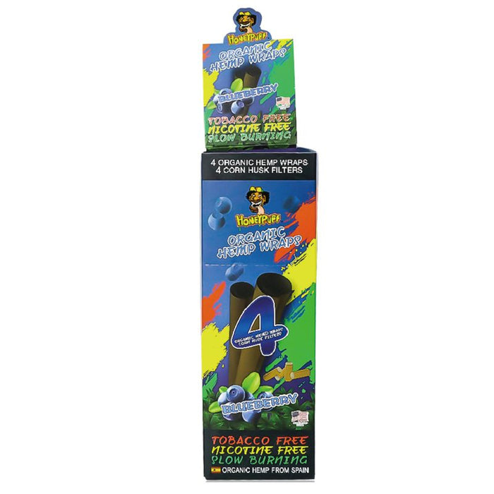 HoneyPuff | Slow Burning Hemp Wrap – 15 Packs/Display [P811X] ROLLING PAPER Canadian Distributor Blueberry