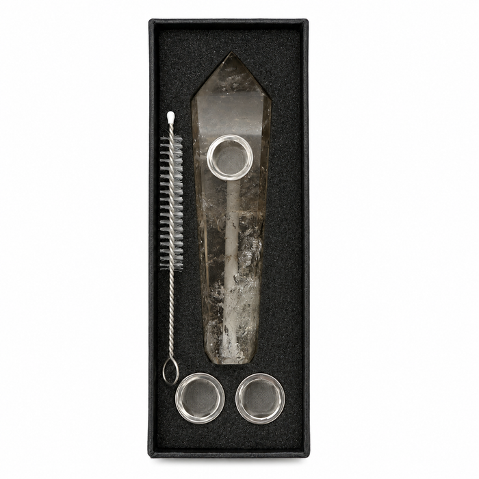 Acid Secs | Cracked Smokey Quartz Crystal Pipe with Choke Quartz · Stone Pipe Acid Secs Productions Inc.