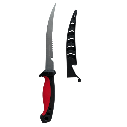 11.5″ Defender Comfort Yellow Grip Fish Fillet Knife Serrated Edge Blade w/ Sheath [9764B] Fixed Blade Knife Canadian Distributor