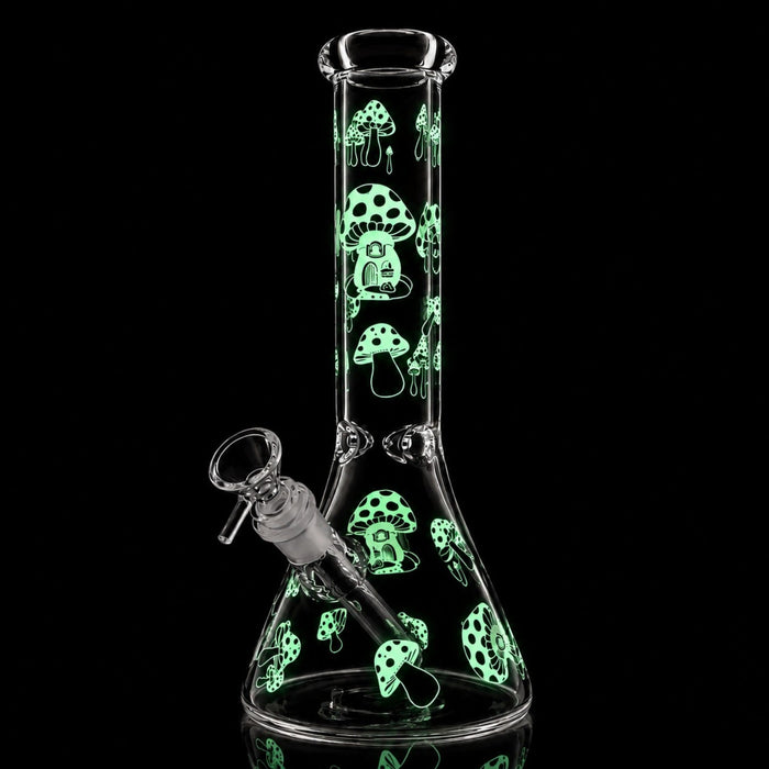 10" Glow-in-the-Dark Mushroom Beaker Bong