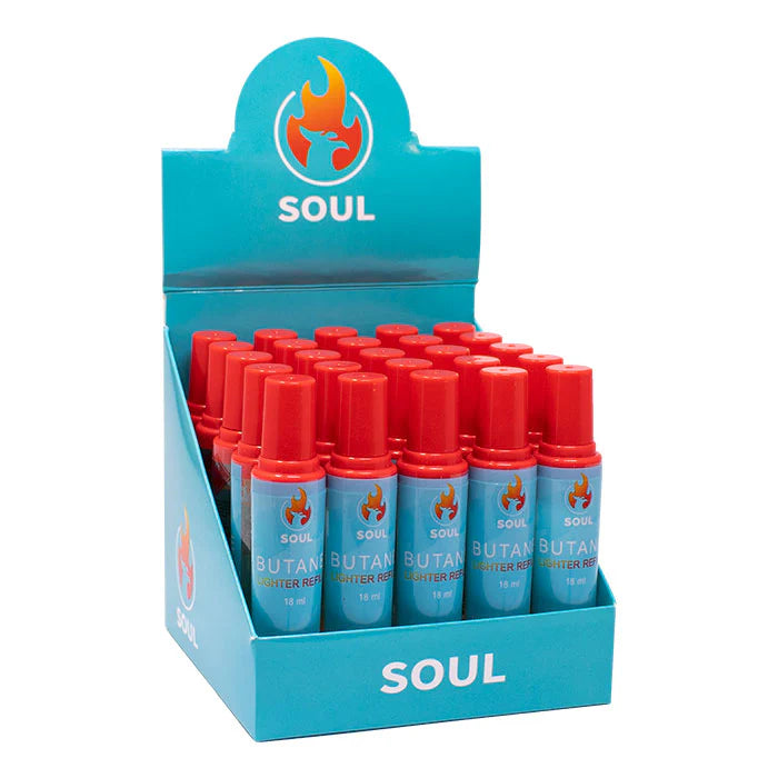 Soul | Refined Premium Butane - 18ml -Display of 25 Butane · Fluid ONE
