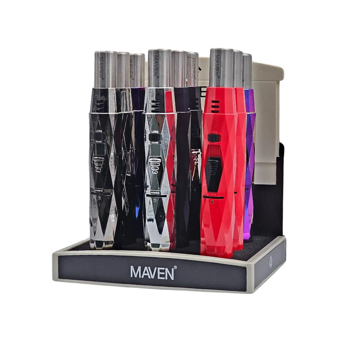 Maven | Diamond Windproof Table Torch Lighters Display of 9[AC-MV-LT1004DWT]