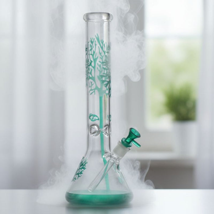 14" Tree of Life classic beaker glass bong Glass Bong Canadian Distributor Lake Green