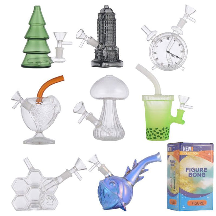 4.5" Glass Assorted design Bong Box of 16 [AKM02-17] Glass Bong Canadian Distributor