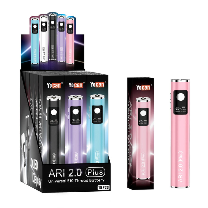 Yocan | Ari 2.0 PLUS Battery 15 count display Assorted Colours 510 Battery Smoking Cat Distribution(S) Default Title