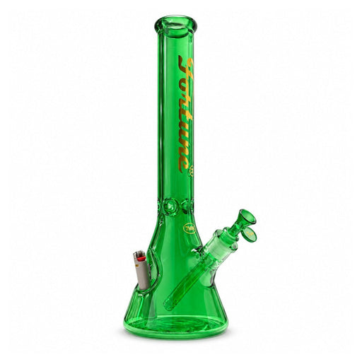 Fortune | 18" 7mm Beaker w/ Lighter Pocket Glass Bong Fortune Green