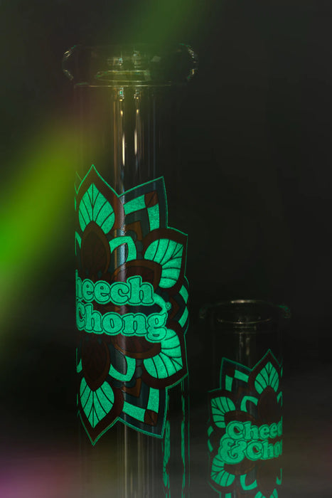 Cheech & Chong® Glass | 10" Mandala Glow in the Dark Beaker (CC174) Glass Bong Smoking Cat Distribution
