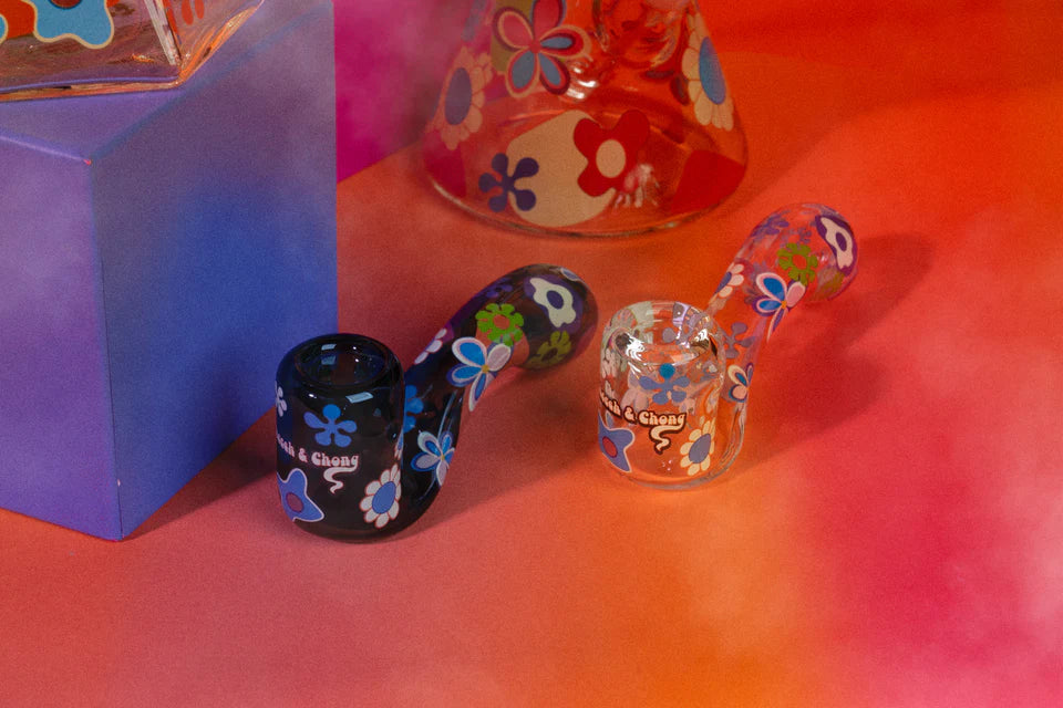 Cheech & Chong® Glass | 5.5" Power to the Flower Sherlock Hand Pipe [CC2044C] Glass Pipe Smoking Cat Distribution