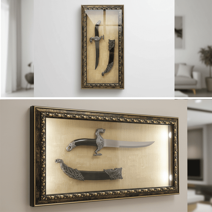 Knife Frame Silver Display Wall Glass Mounted Décor (CDYWL-2557) Flag · Sign · Deco Canadian Distributor