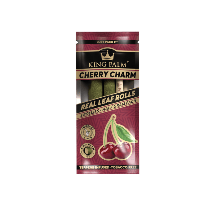King Palm | 2 Rollie Hand-Rolled with flavor tips Box of 20 Leaf Wrap Cannatron Cherry Charm