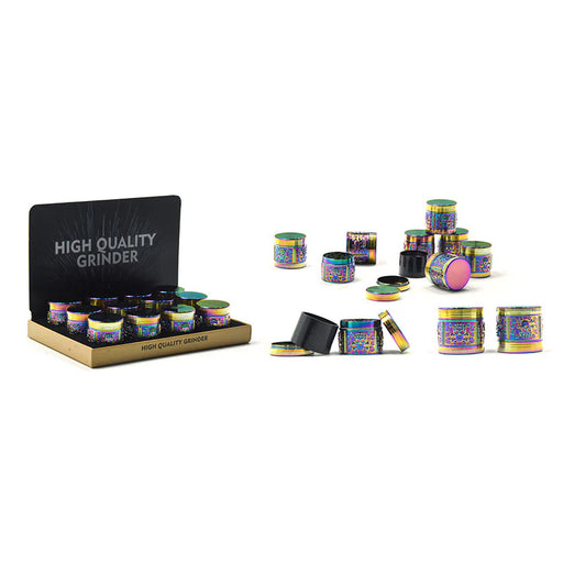 MST3015 Rainbow Finish Zinc-Alloy Grinder – 12 Pieces Display Display Pack The MST