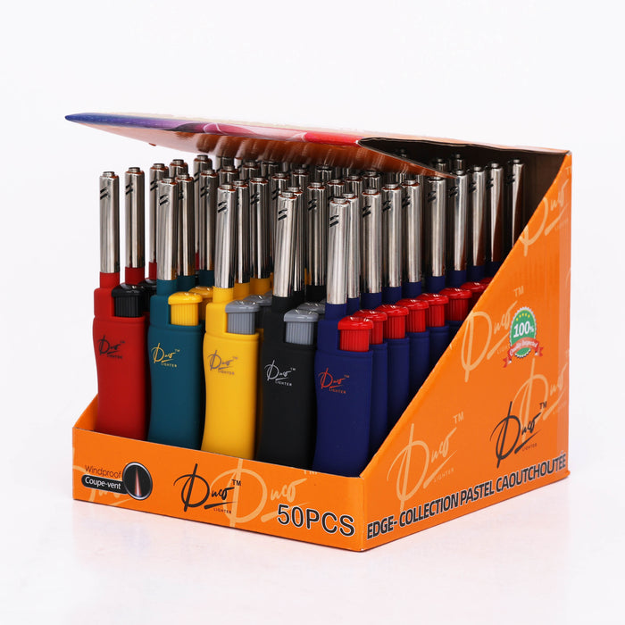 DUCO™ | EDGE – Pastel Rubberized Windproof Mini Candle Lighter (Display of 50)