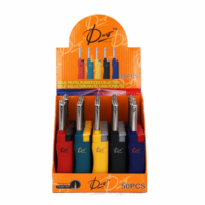 DUCO™ | EDGE – Pastel Rubberized Windproof Mini Candle Lighter (Display of 50)