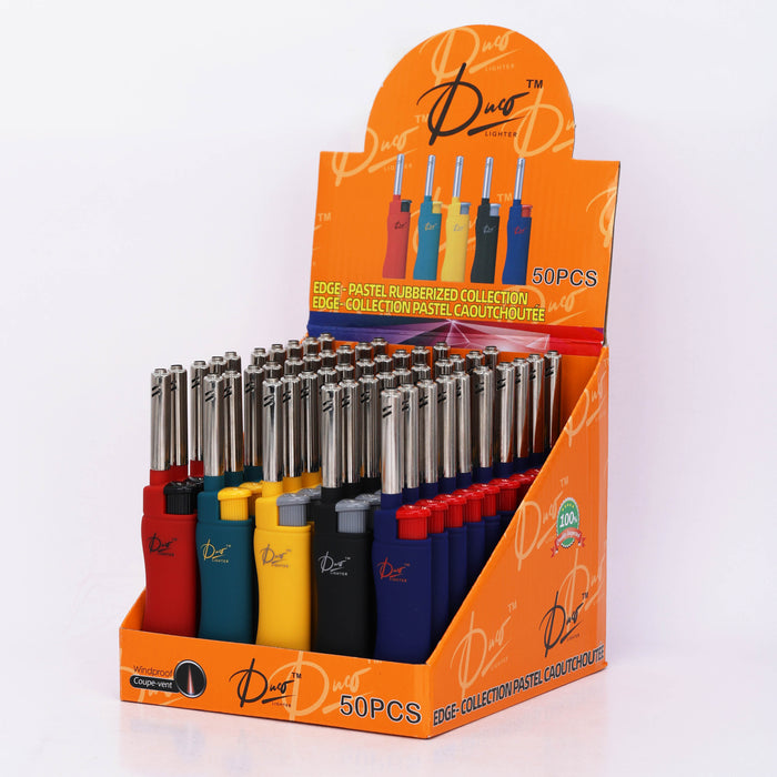 DUCO™ | EDGE – Pastel Rubberized Windproof Mini Candle Lighter (Display of 50)