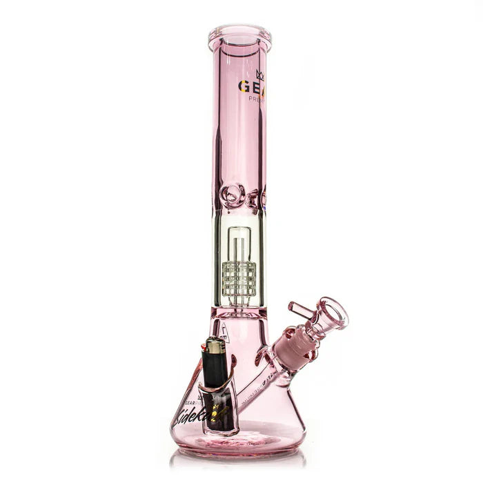 GEAR Premium® | 15.5" Sidekick Boost Beaker Tube Glass Bong Smoking Cat Distribution Pink